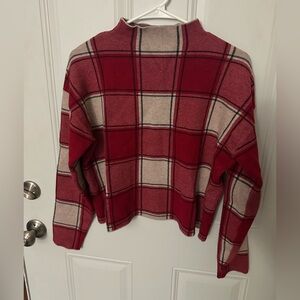Tahari Plaid Red and Tan Women's Sweater
